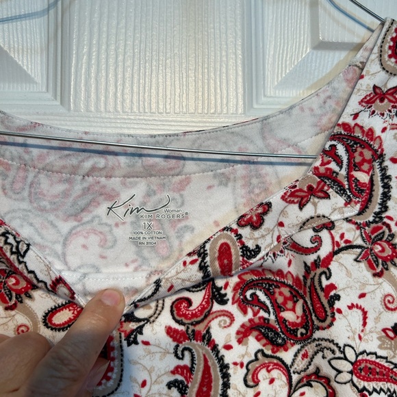 Kim Rogers 100% Cotton Square Neck Top Size 1X - Picture 4 of 4